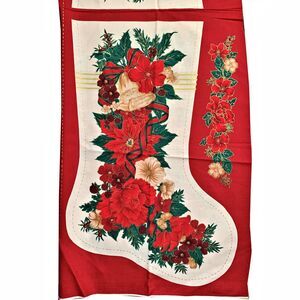 Cut Sew Christmas Stocking Fabric Panel Poinsettia Victorian Holiday Crafts Vtg